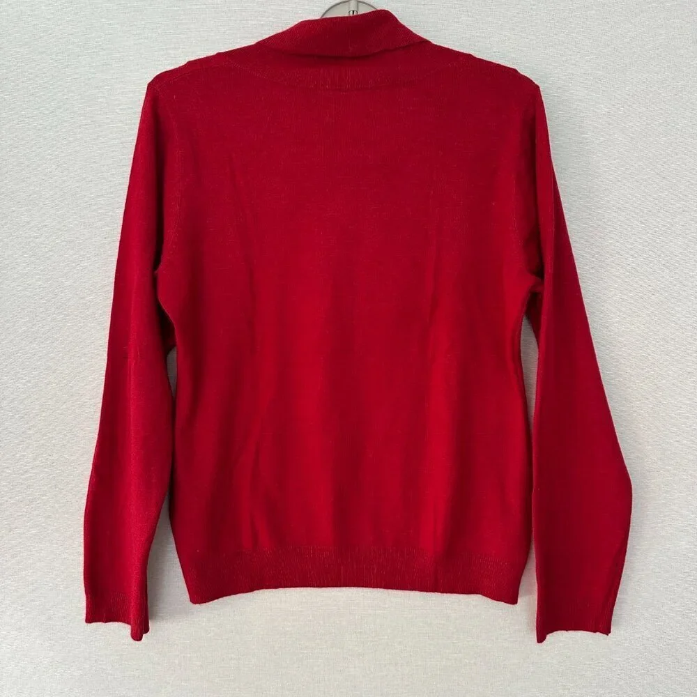 JOSEPHINE CHAUS WOMEN'S RED COWL NECK PULLOVER SWEATER SIZE L (LARGE)